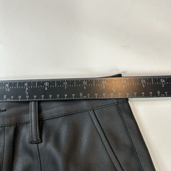 Kancan Pants Womens 26 Faux Leather Slit Flare Leg Black Pockets Classy - Picture 3 of 11